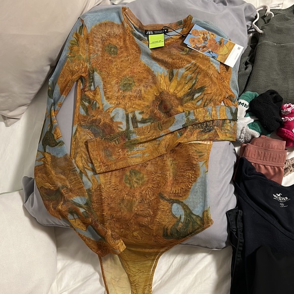 Sheer Bodysuit - Van Gogh sunflowers - Picture 3 of 3